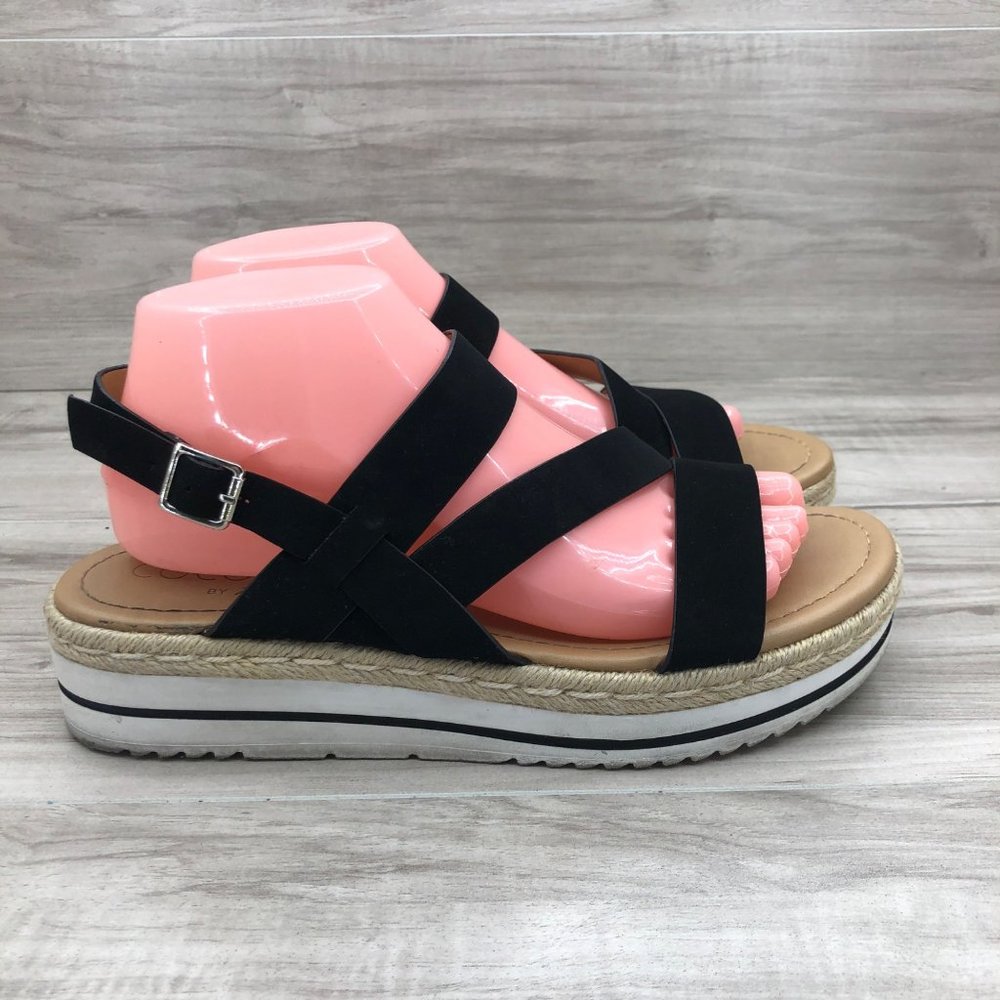 Coconut by Matisse Sandals Women's 9.5 Black Buckle Strap Platform Shoes